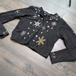 Work in Progress By Gladys‎ Bagley Vintage Beaded Star Sweater Size Large